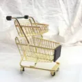 Mini gold double-tier shopping cart storage organizer desktop prop for makeup beauty blenders - Imitation Gold