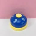 Blue yellow pet training bell paw print service buzzer cat toy game desk bell interactive - Cat Paw Yellow Base Blue