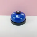 Blue metal pet training bell with white paw prints for dogs and cats interactive toys - Cat Paw Black Base Blue