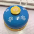 Interactive pet training bell dog communication button with blue yellow paw print toy variant - Yellow Base Sky Blue