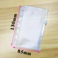 Transparent PVC 6-hole loose-leaf zipper storage bag, portable binder pocket size 130x85mm. - Zippered Storage Bag / A7