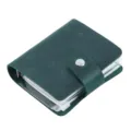 Cuaderno mini archivador de cuero verde diario de bolsillo con botón a presión planificador - Carpeta de hojas sueltas A9 de 3 anillas / Verde Oscuro Crazy Horse