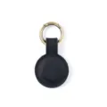 Supporto per clip rotondo in pelle nera con anello a molla in ottone per uso quotidiano. - Nero Crazy Horse