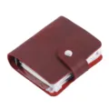 Mini cuaderno de cuero con anillas, diario de bolsillo rojo oscuro con boton de presion. - Carpeta de hojas sueltas A9 de 3 anillas / Rojo Vino Crazy Horse