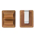 Echtes Leder Stiftemappe Doppelter Stifthalter mit Edelstahl Clip fuer Notizbuch Retro - Crazy Horse Braun