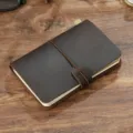 Cuaderno de viaje de cuero vintage diario agenda marrón hecho a mano tamaño de bolsillo - Café