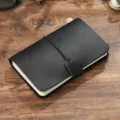 Cuaderno de viaje de cuero negro estilo vintage libreta diario hecho a mano cubierta - Negro