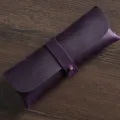 Lila Rindsleder Federmaeppchen Vintage Stil Grosse Kapazitaet Schreibtisch Etui - Crazy-Horse-Leder Lila