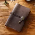 A6 Retro Leder Notizbuch Vintage Rindsleder Tagebuch handgemacht mit Kordel Braune Variante - Kaffeebraunes Crazy-Horse-Leder