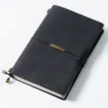 Vintage schwarzes Leder Notizbuch, handgemachte Reisejournal Tagebuch aus Leder fuer Notizen. - A5-Modell / Crazy Horse Schwarz
