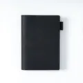 Schwarze Leder Notizbuch Hülle A5 A6 Planer Schutzumschlag Tagebuch mit Stiftfächer - A6 / Nur Einband Ohne Innenseiten / Schwarz
