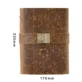Carnet de notes en cuir vintage avec serrure à combinaison, journal gaufré floral croquis. - Recharges lignées 96 feuilles / A5 marron sculpté (230x175mm)