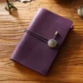 A6 Vintage Handgemachte Leder Ringbinder Notizbuch Retro Tagebuch mit Seil und Metallknopf - Lilanes Crazy Horse