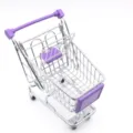 Mini metalen winkelwagen bureau opbergmand paarse handvat creatieve organisator display - Paars