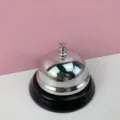 Timbre de escritorio de metal plateado campana de servicio buzzer para restaurante - Plateado 8.5cm