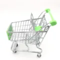 Mini metalen winkelwagen bureau opbergmand voor make up spons snackhouder container - Groen