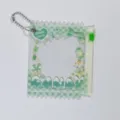 Green candy PVC badge holder pain bag with ball chain and zipper for cute daily decoration. - Green