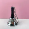 Llavero de mini campana de metal, campana plateada con mango negro, bonito colgante. - Llaveros de cascabel plateado sin letras
