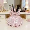 Roze prinsessenjurk make-up borstelhouder, esthetische bureau organizer voor decoratie. - Prinsessenjurk Stijl / Roze