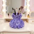 Paarse jurk make-up kwastenhouder schattige bureau opbergdoos cosmetica organisator. - Prinsessenjurk Stijl / Paars