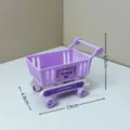 Detalle del carrito de compras de juguete de plástico, modelo morado y blanco con medidas. - Púrpura