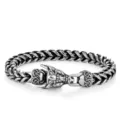 Retro stainless steel dragon head bone chain bracelet for men in antique silver - 21cm / Steel