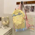 Großer gelber Schülerrucksack mit süßem Katzenohr-Design und rosa Trägern für Mädchen - L / Einzelne Tasche / Gelb