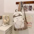 Großer weißer und khakifarbener Schulrucksack mit süßen Bärenohren für Mädchen - S / Einzelne Tasche / Khaki