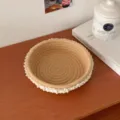 Cesta de almacenamiento tejida con encaje, organizador de escritorio de cuerda de algodón. - Bandejas de almacenamiento de encaje