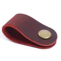 Organisateur de câble en cuir marron pour écouteurs chargeur enrouleur anti-enroulement. - Crazy horse bordeaux