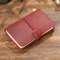 Cuaderno de viaje de cuero vintage con cierre de correa para escritura de diario y planes - Burdeos