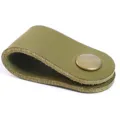 Organisateur de câble en cuir véritable avec bouton-pression pour écouteurs et cordons. - Cuir ciré à l'huile vert