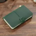 Cuaderno de Viaje de Cuero Verde Vintage Diario de Bolsillo Hecho a Mano con Correa - Verde Oscuro