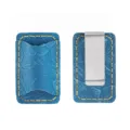 Handgemachte blumengepraegte Echtleder Geldklammer Brieftasche mit Metallklammer Kartenfach. - Einzelstiel-Stil / Blau