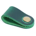Organisateur de câble en cuir véritable enrouleur de cordon vert avec bouton-pression. - Crazy horse vert foncé