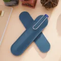 Blaues Leder Stiftetui handgefertigt Vintage Federmäppchen Schutzhülle für Füller Geschenk - 1er-Pack (Groß) / Blaues Wachsleder