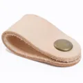 Organisateur de cable en cuir veritable avec bouton pression pour ecouteurs et fils - Cuir tanné végétal naturel