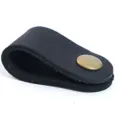 Organisateur de cables en cuir veritable noir avec bouton pression pour les chargeurs. - Noir Crazy Horse