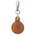 Leather protective case keyring for tracking device, vintage brown color with metal clasp hook. - Crazy Horse Brown