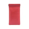 Rotes Leder-Brillenetui mit automatischem Federverschluss, tragbare weiche Ledertasche. - Rot