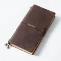 Vintage genuine leather traveler's notebook with brass tag and elastic band for daily journaling. - Regular Fit / Crazy Horse Coffee