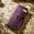 Vintage paarse crazy horse lederen reiziger notebook dagboek met metalen veerhanger. - Regular Fit / Paars