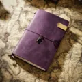 Purple vintage crazy horse leather traveler notebook, handmade journal with metal clip. - A5 Model / Purple