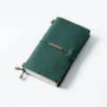 Dark green leather traveler notebook, vintage refillable journal, handmade diary planner. - Portable Size / Crazy Horse Dark Green