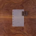 Transparant mat PP ringband scheidingsblad met bruine lederen penhouder voor A5 A6 A7 - A7 / Plantaardig Gelooid Leer Koffie