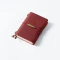 Red vintage leather traveler notebook, handmade crazy horse leather journal diary planner. - Passport Size / Crazy Horse Wine Red