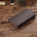 Vollleder Reissverschluss Notizbuch Etui und Stiftehalter fuer Planer und Tagebuch. - Ohne Einlage / Crazy Horse Kaffee