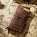 Vintage crazy horse leather traveler notebook journal diary with metal clip and UFO pendant charm. - Regular Fit / Coffee