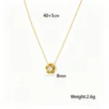 Elegante collana con ciondolo a camelia dorata e pietra di cristallo 40+5cm donna - Collana / 40+5cm / Oro