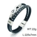 Meerlaagse gevlochten lederen armband voor heren met oneindigheidssymbool 225x7mm - Leren Armband Oneindigheidssymbool (KB145684-KLHQ)